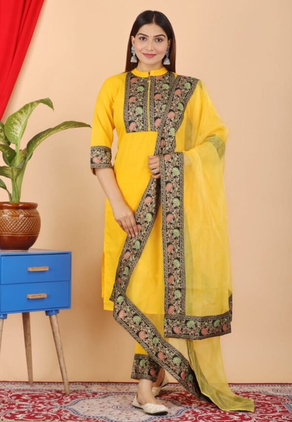 COLLAR NECKED KURTI SET